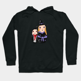 Witch and Vampire Russian Dolls Halloween Hoodie